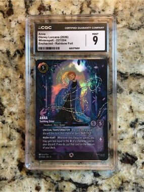 Disney Anna Rainbow Foil Trading Card - Blue and Gold Accents